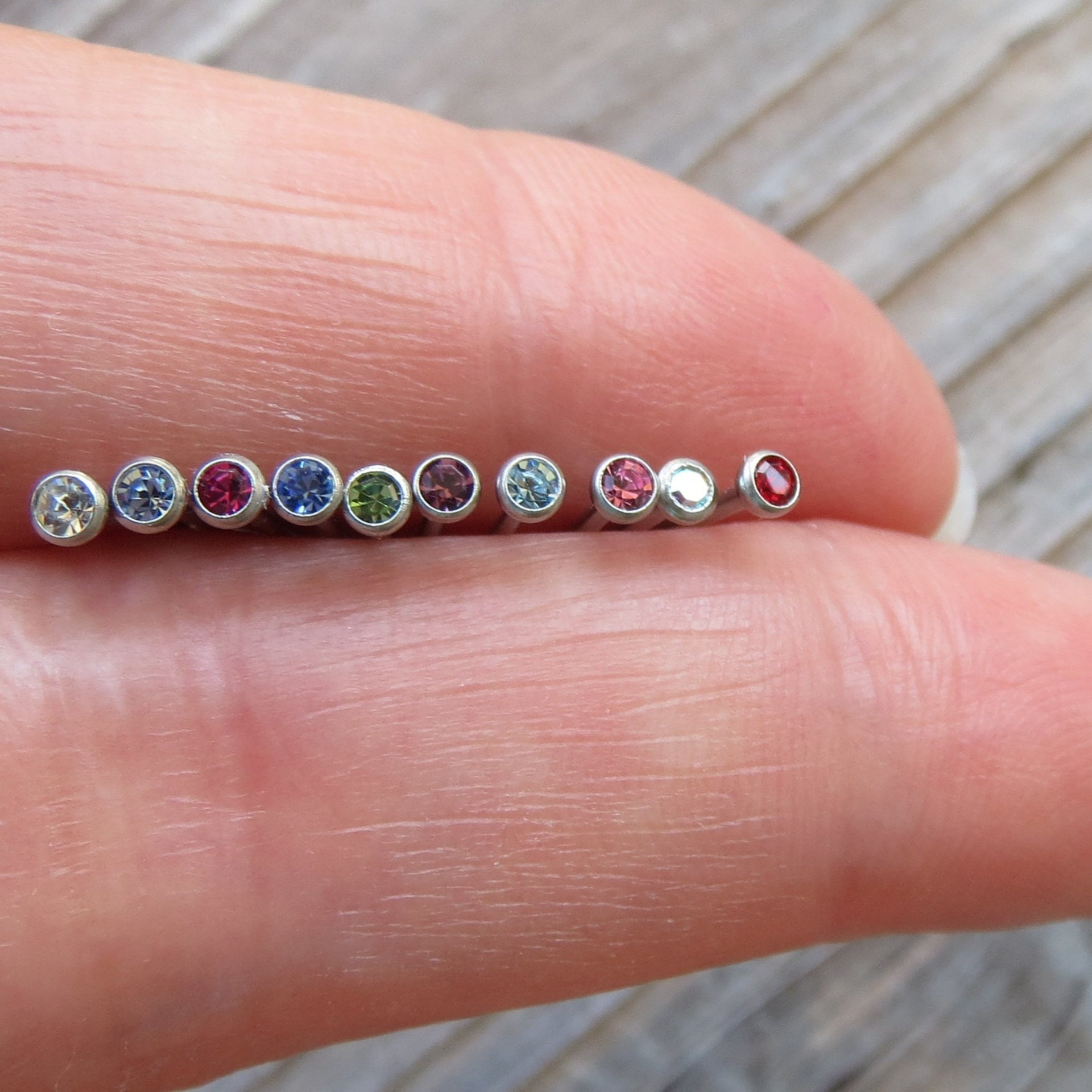 Small Gemstone Nose Stud, 316L Surgical Steel, Cubic Zirconia Nose Ring, Choice of Many Colors!