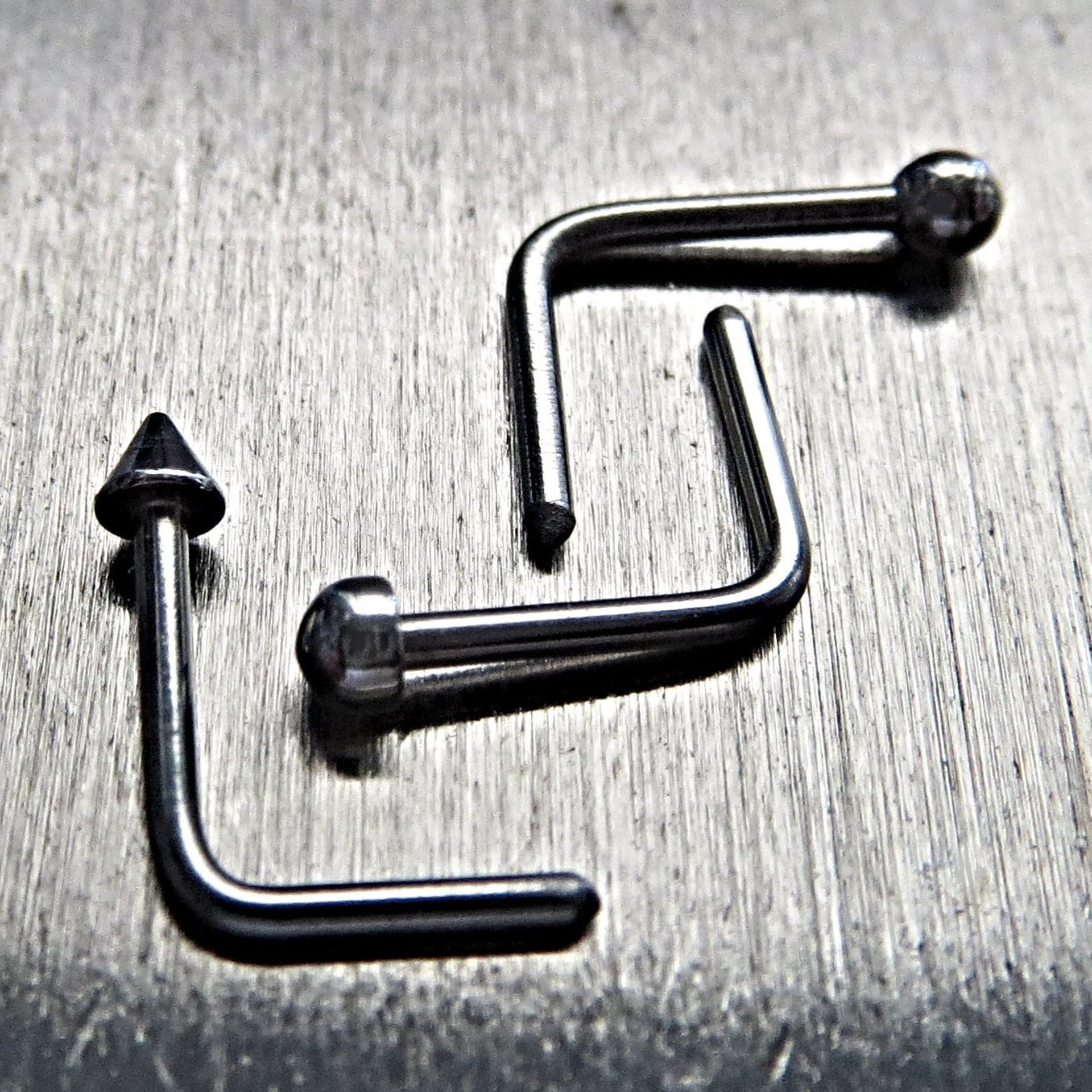 Set of THREE Surgical Steel Nose Studs, Basic Nose Rings - One Spiked, One Domed, and One Ball Stud, Classic and Durable