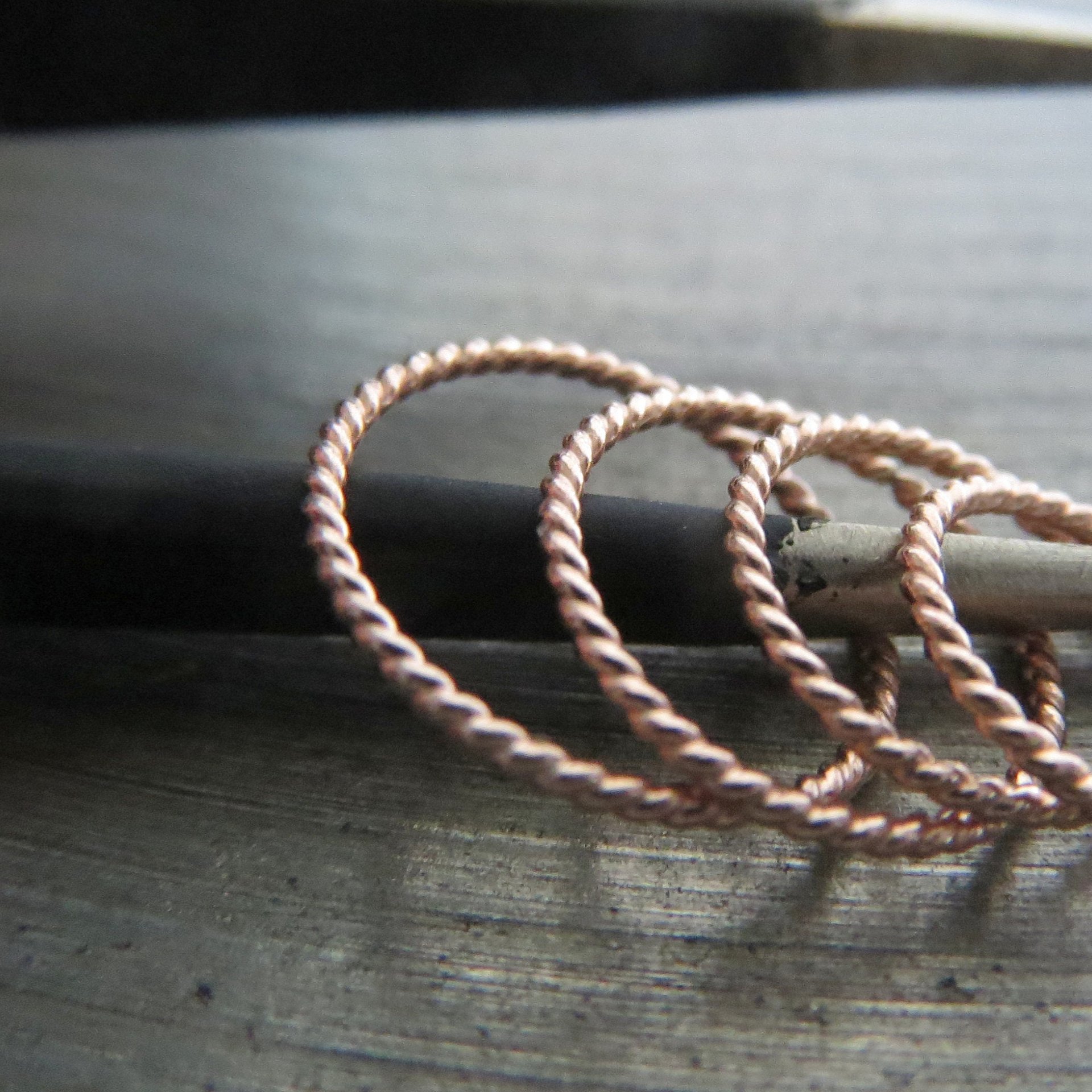 Twisted 14k Rose Gold Hoop for Nose, Cartilage Earring, 20g Helix Ring