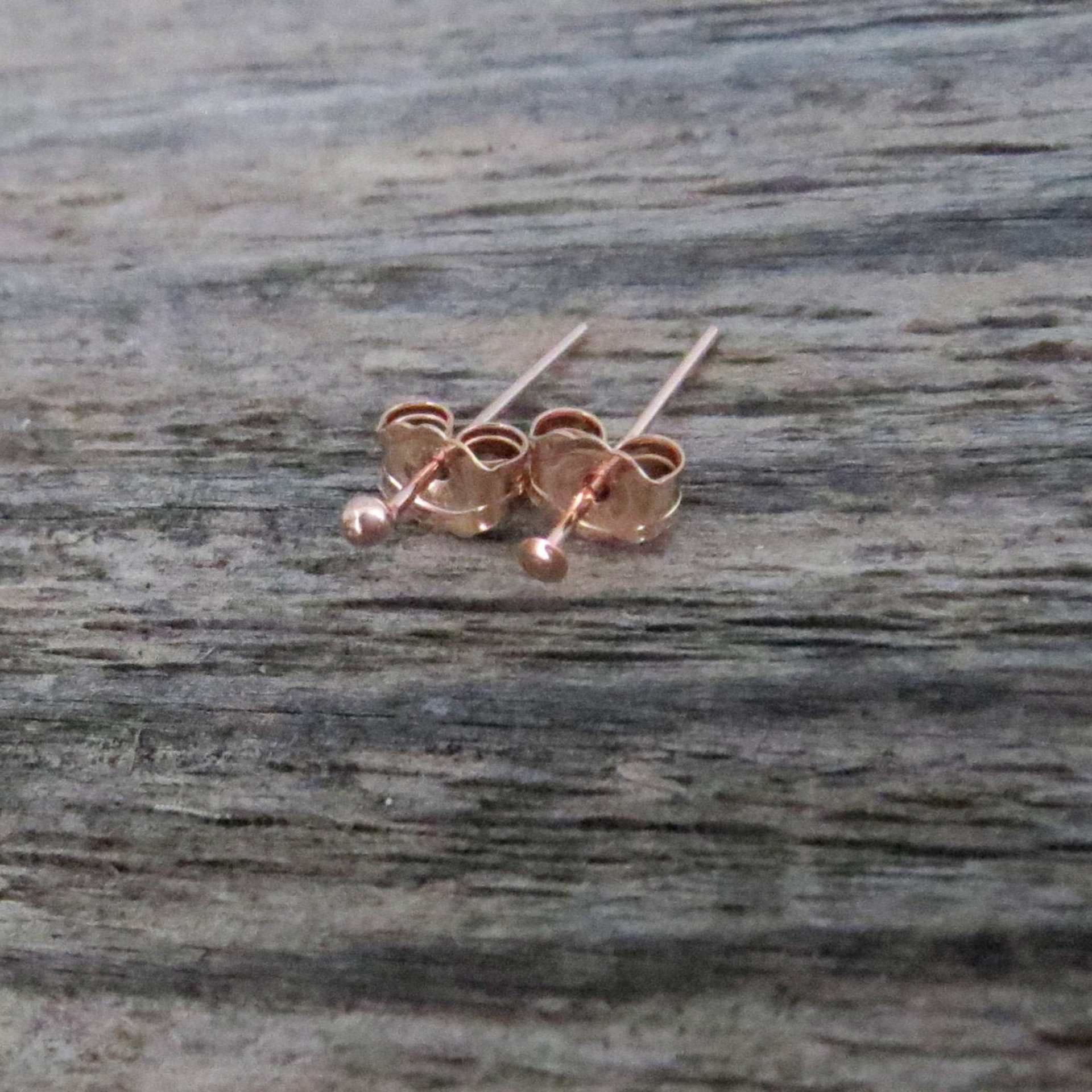 14k Rose Gold Filled TEENY TINY Flat or Ball Stud Earrings - Super Thin Post Earlobe or Cartilage Earring - Made in USA