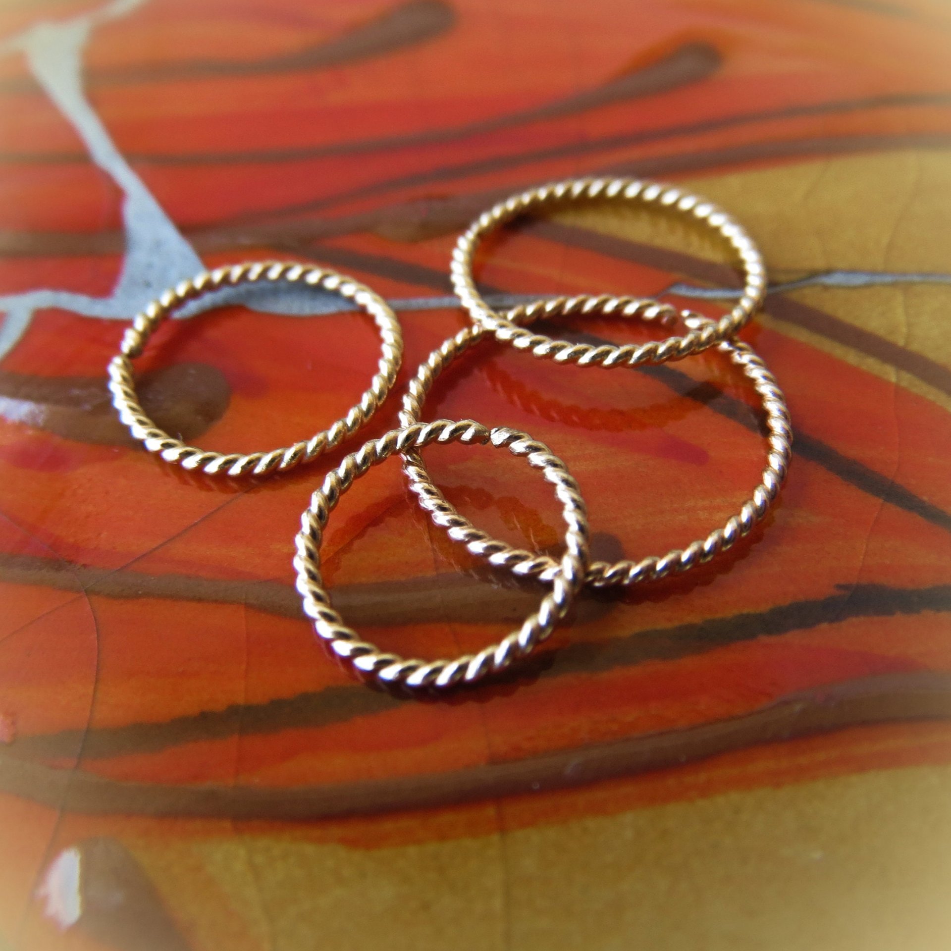 14k Gold Twisted Hoop, 21g Nose Ring, Septum Hoop, Cartilage Earring