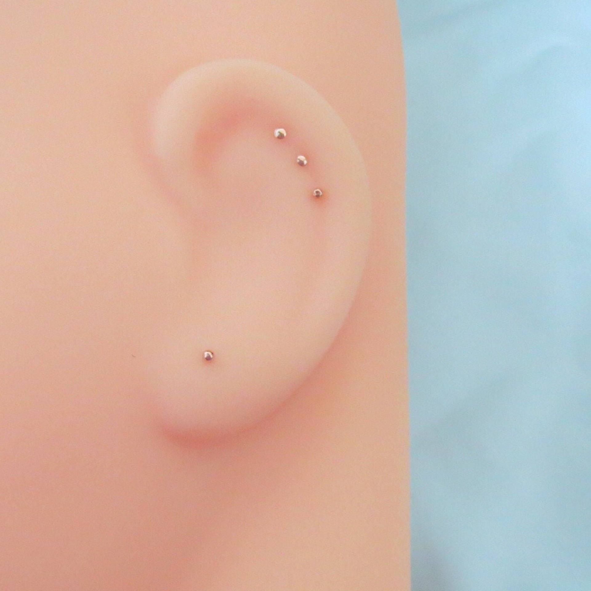 14k Rose Gold Filled TEENY TINY Flat or Ball Stud Earrings - Super Thin Post Earlobe or Cartilage Earring - Made in USA