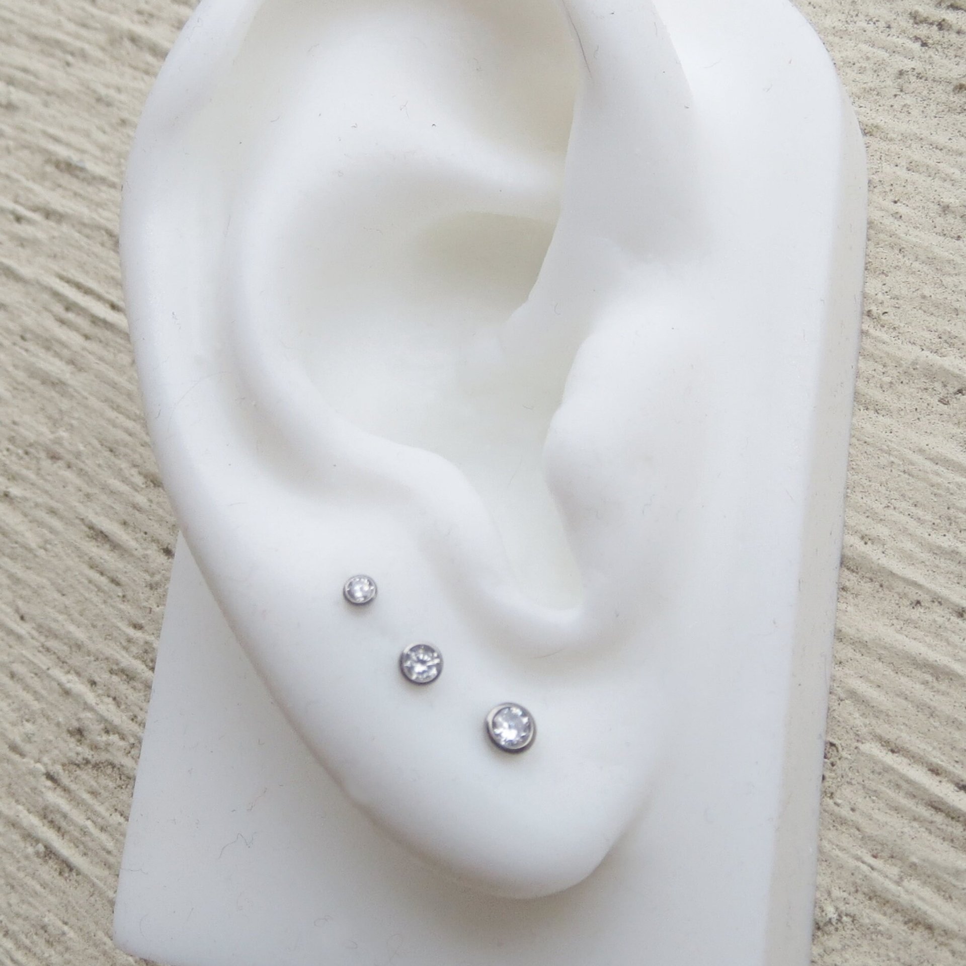 Titanium Stud Earrings, Bezel Set Cubic Zirconia Earrings, 3 Sizes - Cartilage Studs for Men or Women