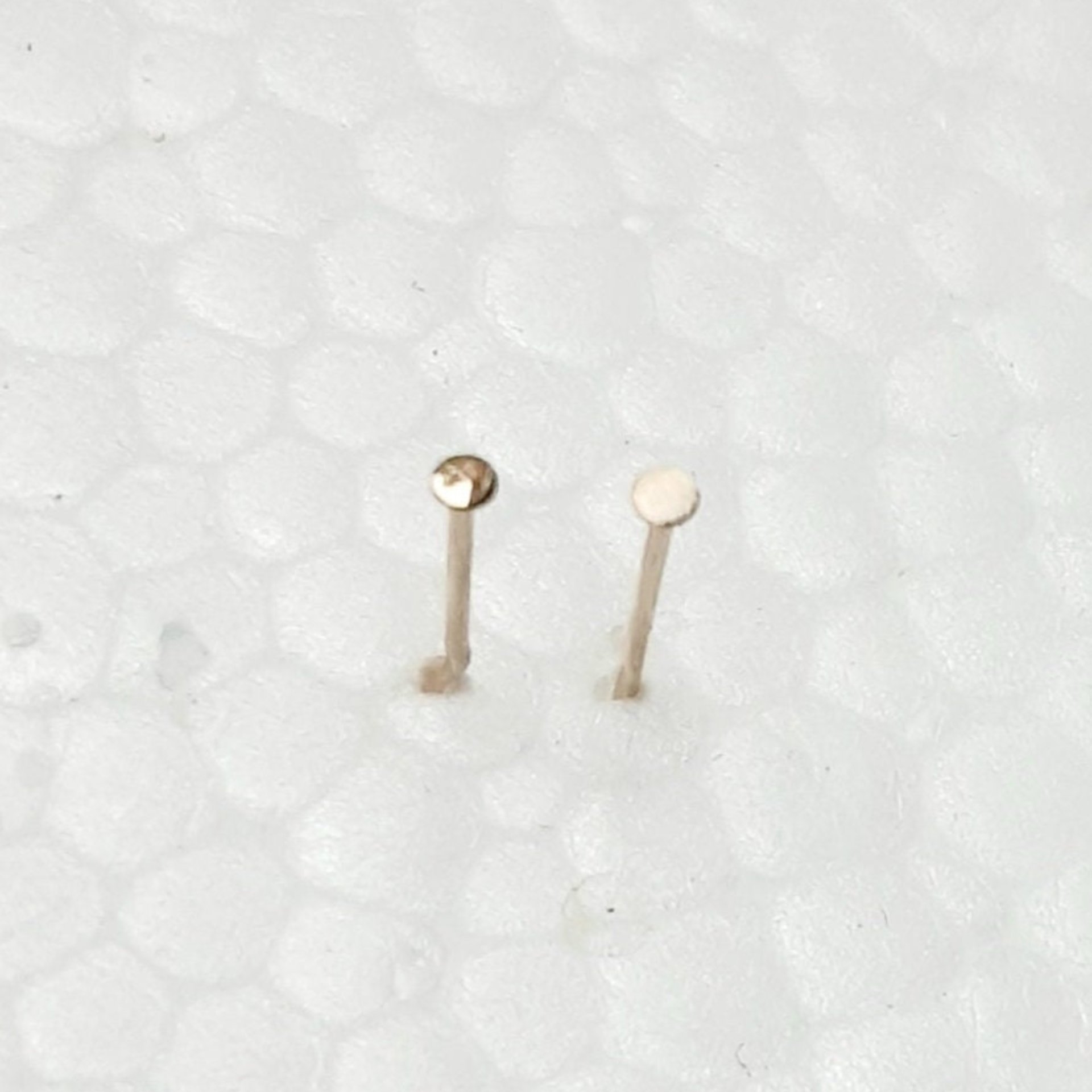 14k Gold Nose Stud, TEENY Tiny Flat or Ball Nose Ring, Solid Gold Super Thin 24 GAUGE Post - 100% Made in USA