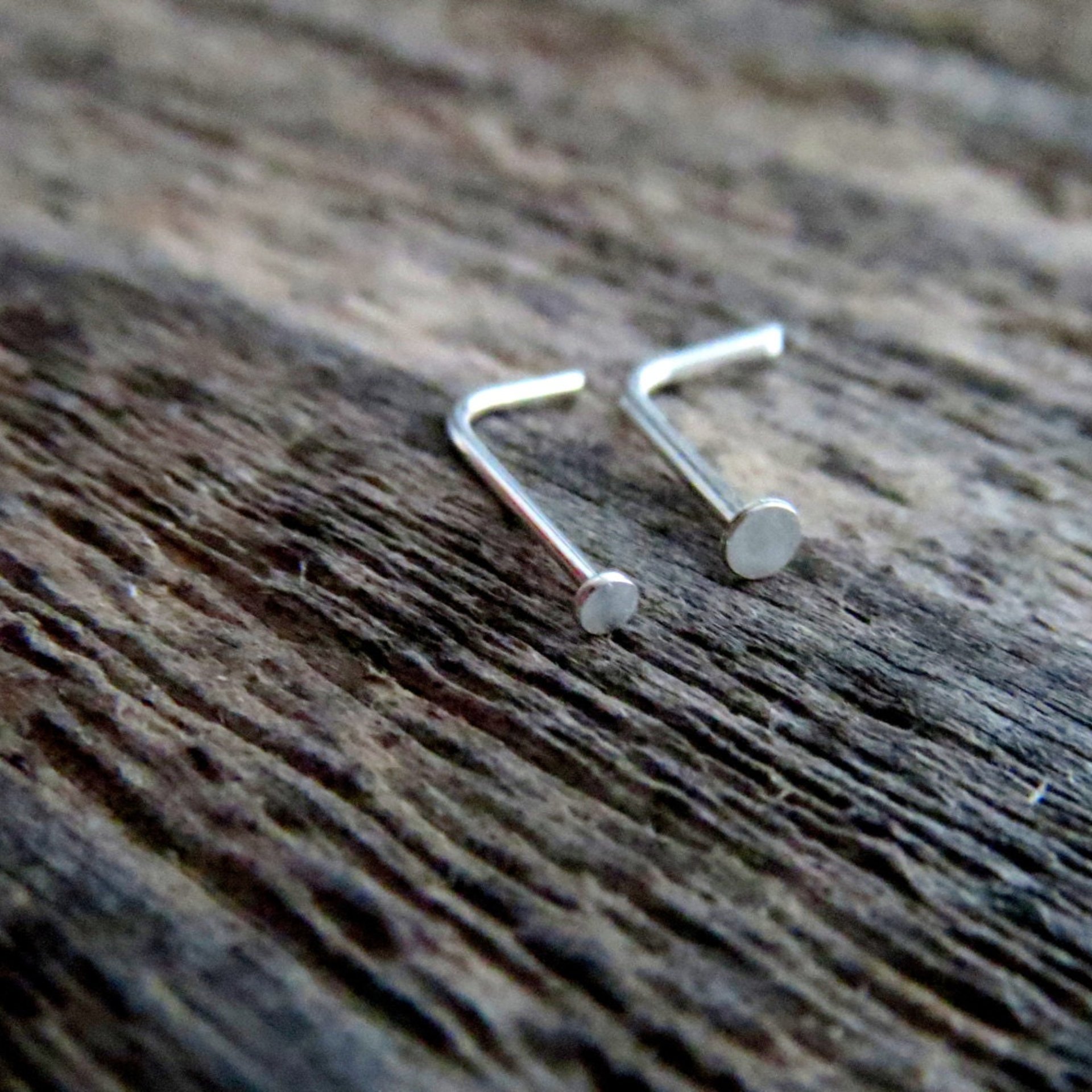 Tiny Flat Nose Stud, Argentium Silver Nose Ring - Nickel-Free Hypoallergenic Nose Jewelry, Nose Screw Made in USA