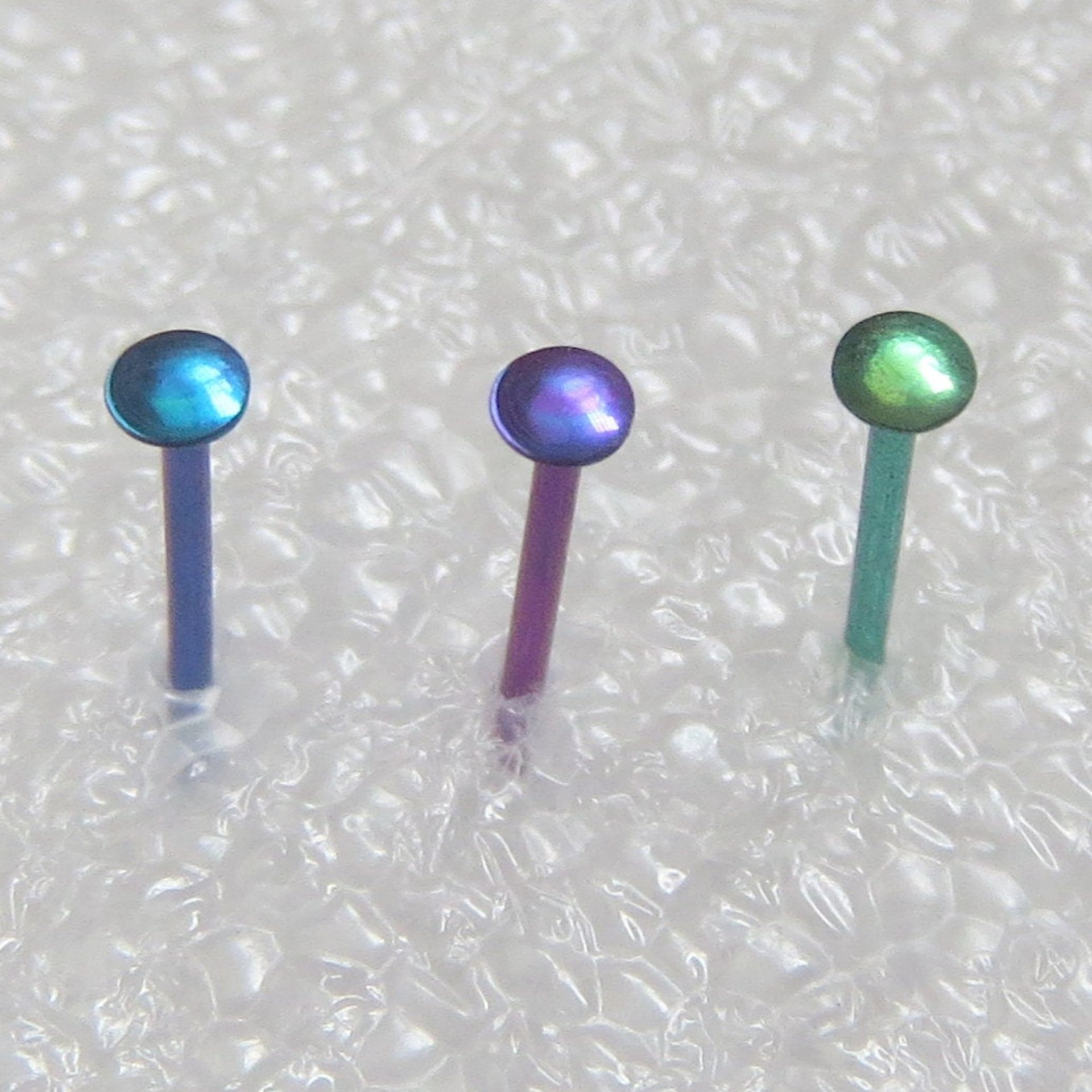 Tiny Stud Post Earrings, Niobium Relief Studs in Green, Purple, or Teal; Single or Pair, 2mm Nickel Free Studs - Lobes, Cartilage