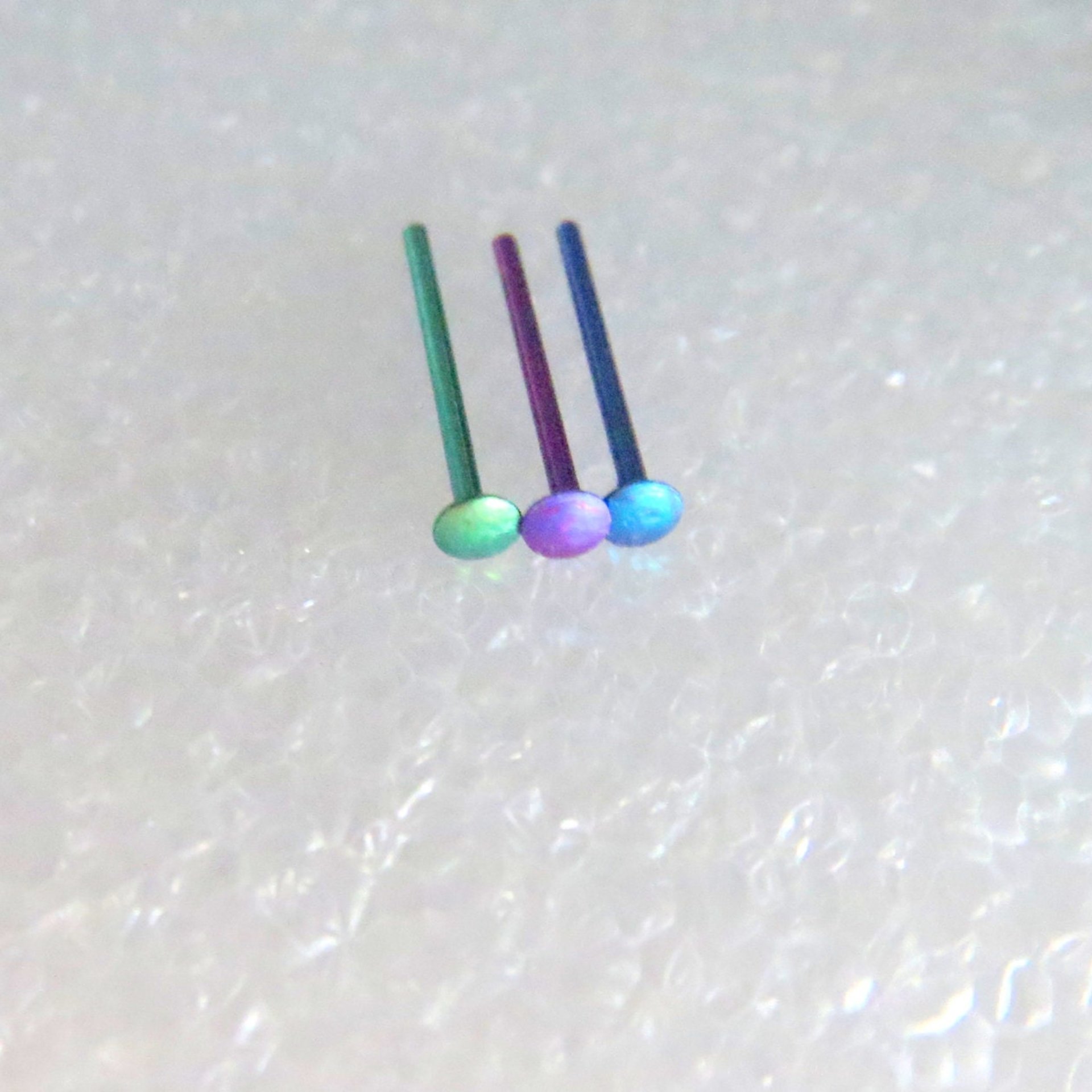 Tiny Stud Post Earrings, Niobium Relief Studs in Green, Purple, or Teal; Single or Pair, 2mm Nickel Free Studs - Lobes, Cartilage