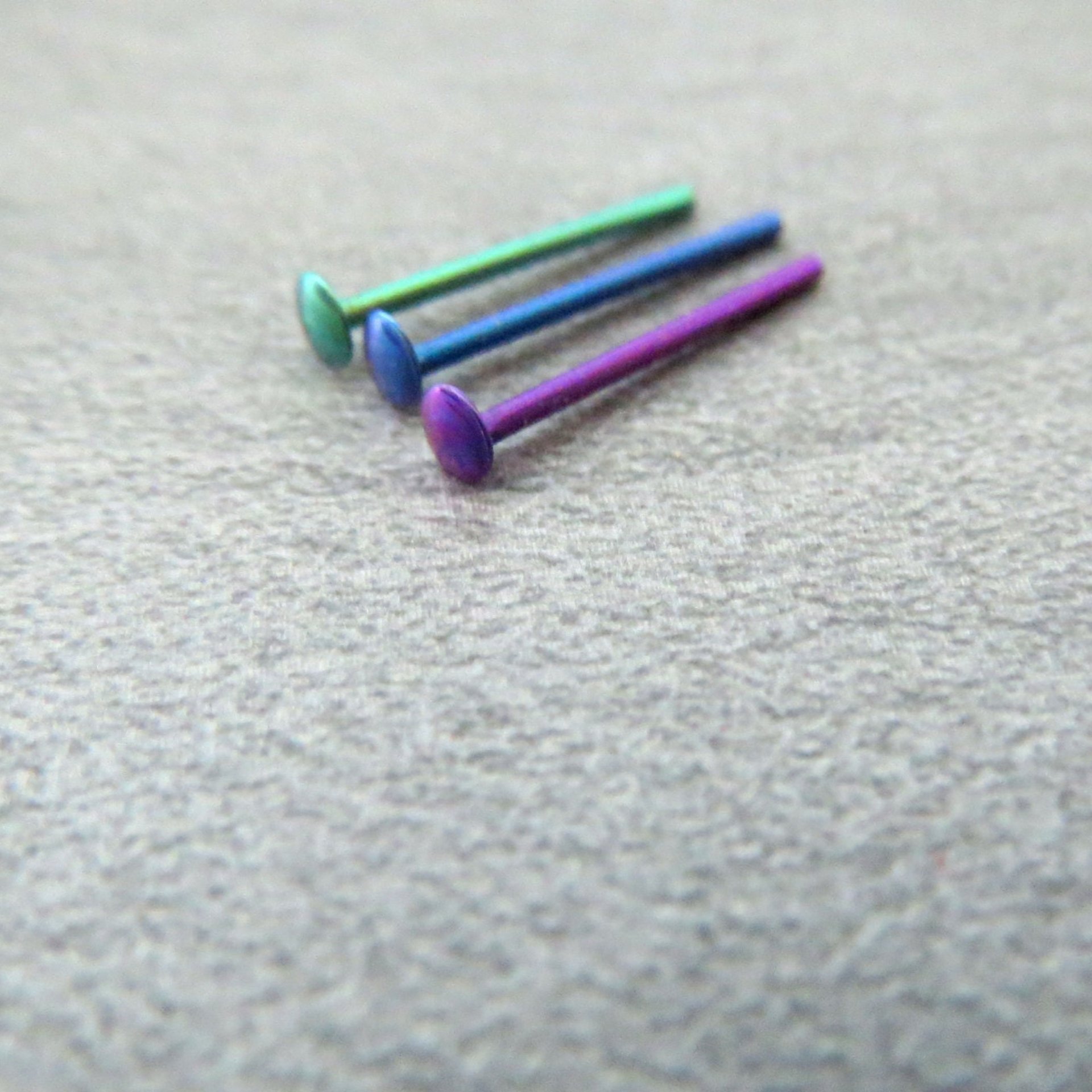 Tiny Stud Post Earrings, Niobium Relief Studs in Green, Purple, or Teal; Single or Pair, 2mm Nickel Free Studs - Lobes, Cartilage