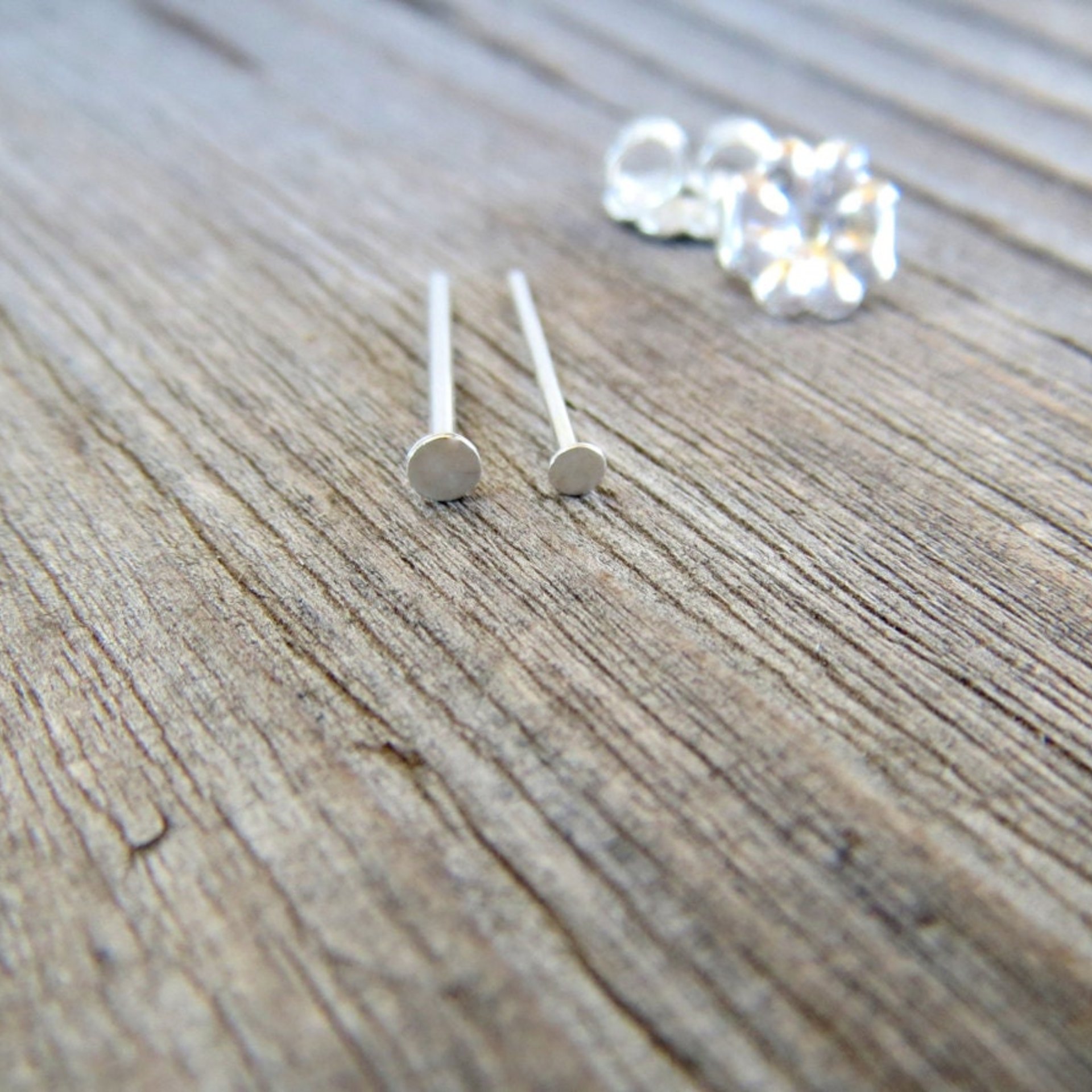 Tiny Flat Stud Post Earrings, Hypoallergenic Argentium Silver - Single or Pair, Lobe and Cartilage, Nickel Free Stud Earrings - Made in USA