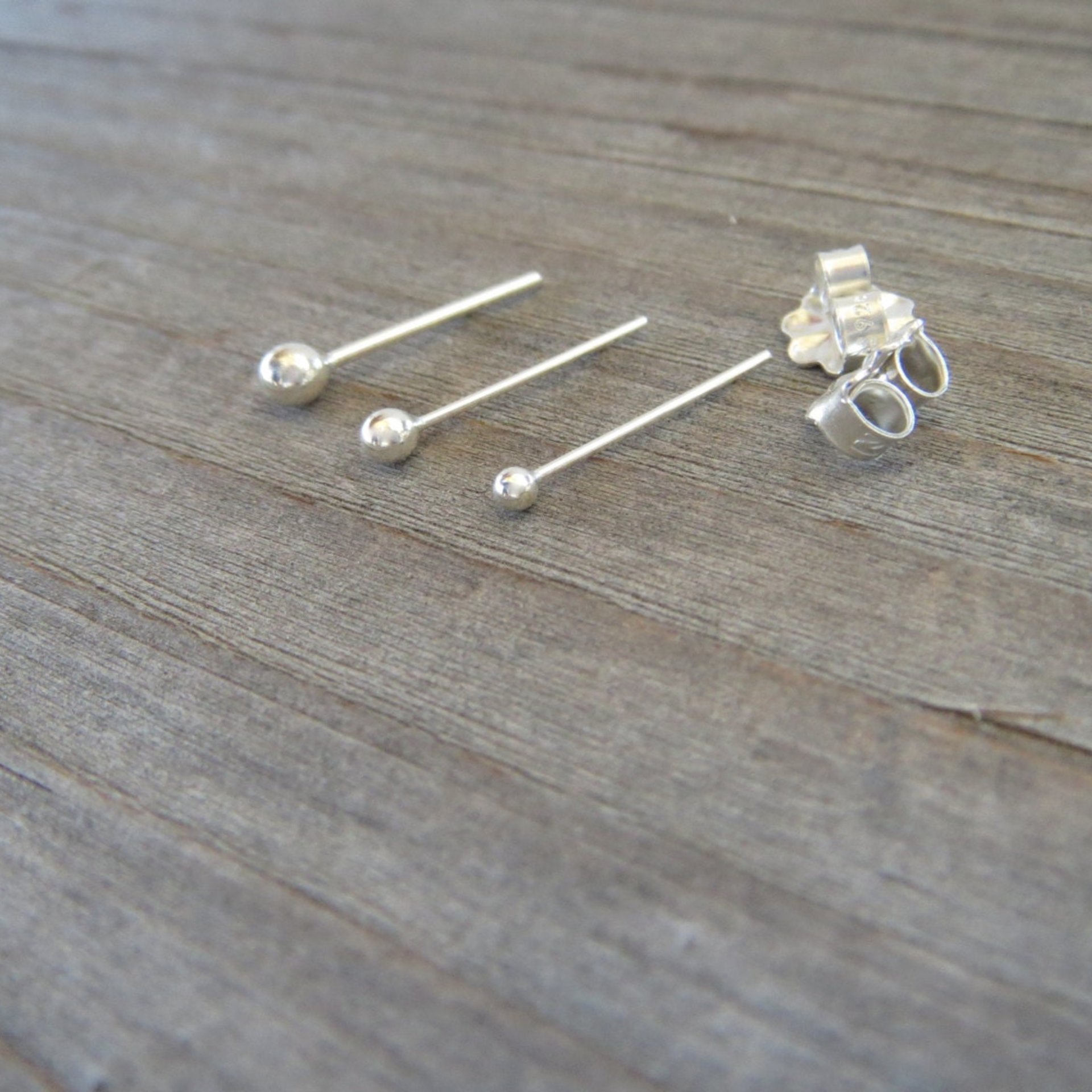 Tiny Ball Stud Post Earrings, Argentium Silver, Single or Pair - Lobe and Cartilage Piercings, Nickel-Free Relief Stud Posts - Made in USA