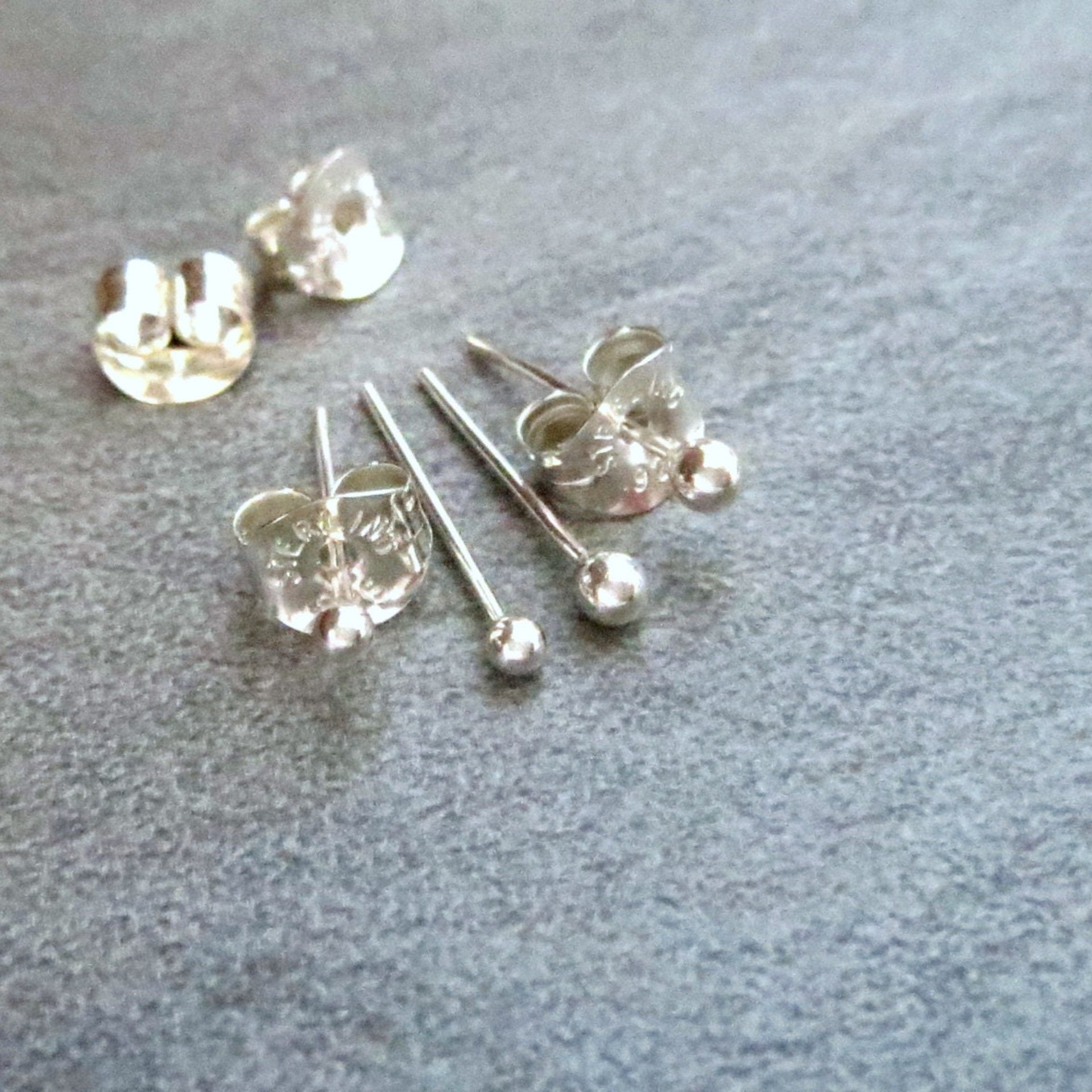 Tiny 925 Sterling Silver Ball Stud Post Earrings, Solid (Not Hollow) - Great For Lobe and Cartilage Piercings, Made in USA