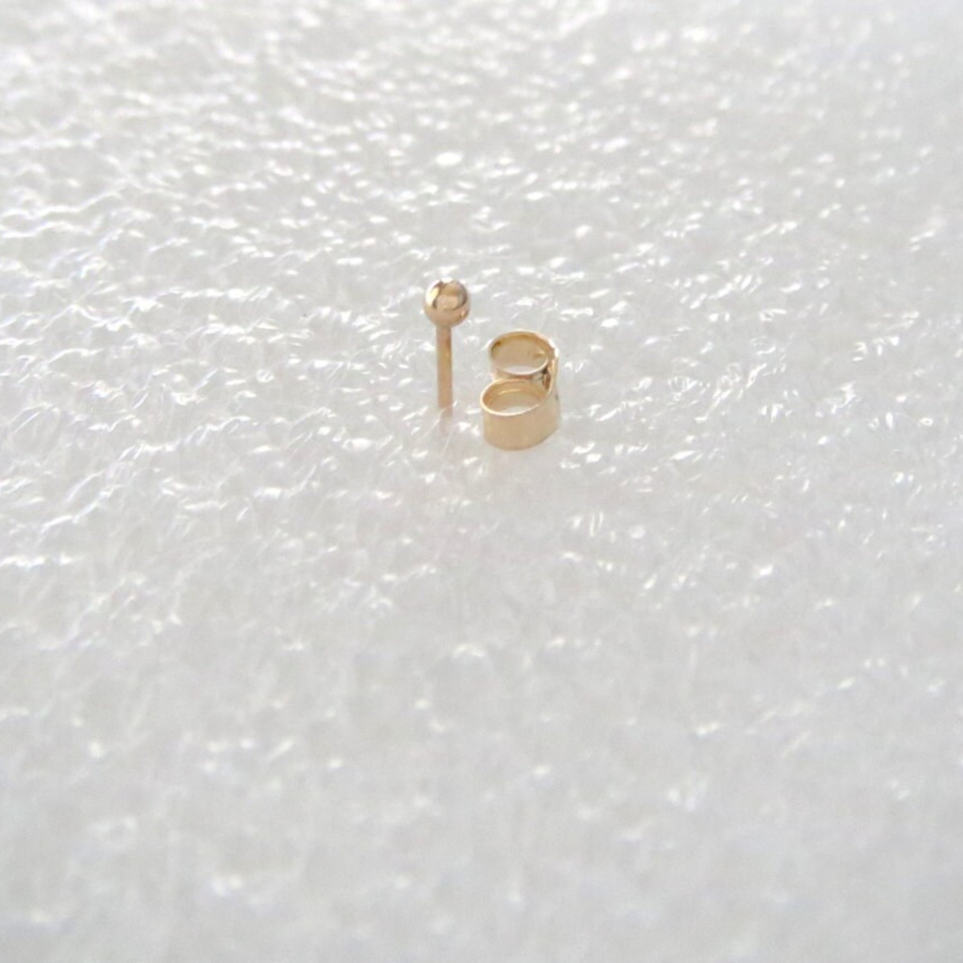 14k Solid Gold Teeny Tiny Ball Stud Earrings, Single or Pair - Super Thin 24 Gauge Post, Earlobe or Cartilage Studs, 100% Made in the USA