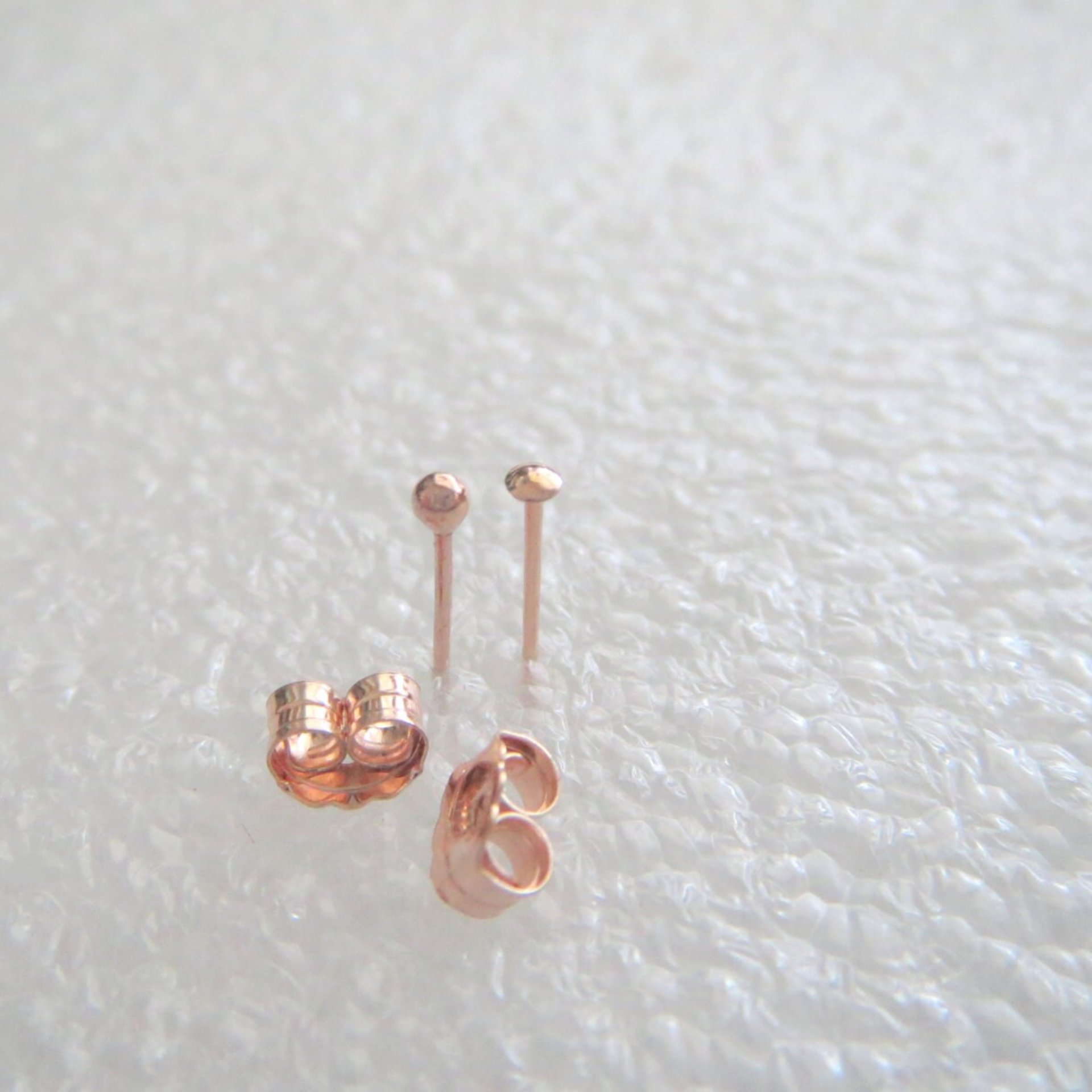 14k Rose Gold Filled TEENY TINY Flat or Ball Stud Earrings - Super Thin Post Earlobe or Cartilage Earring - Made in USA