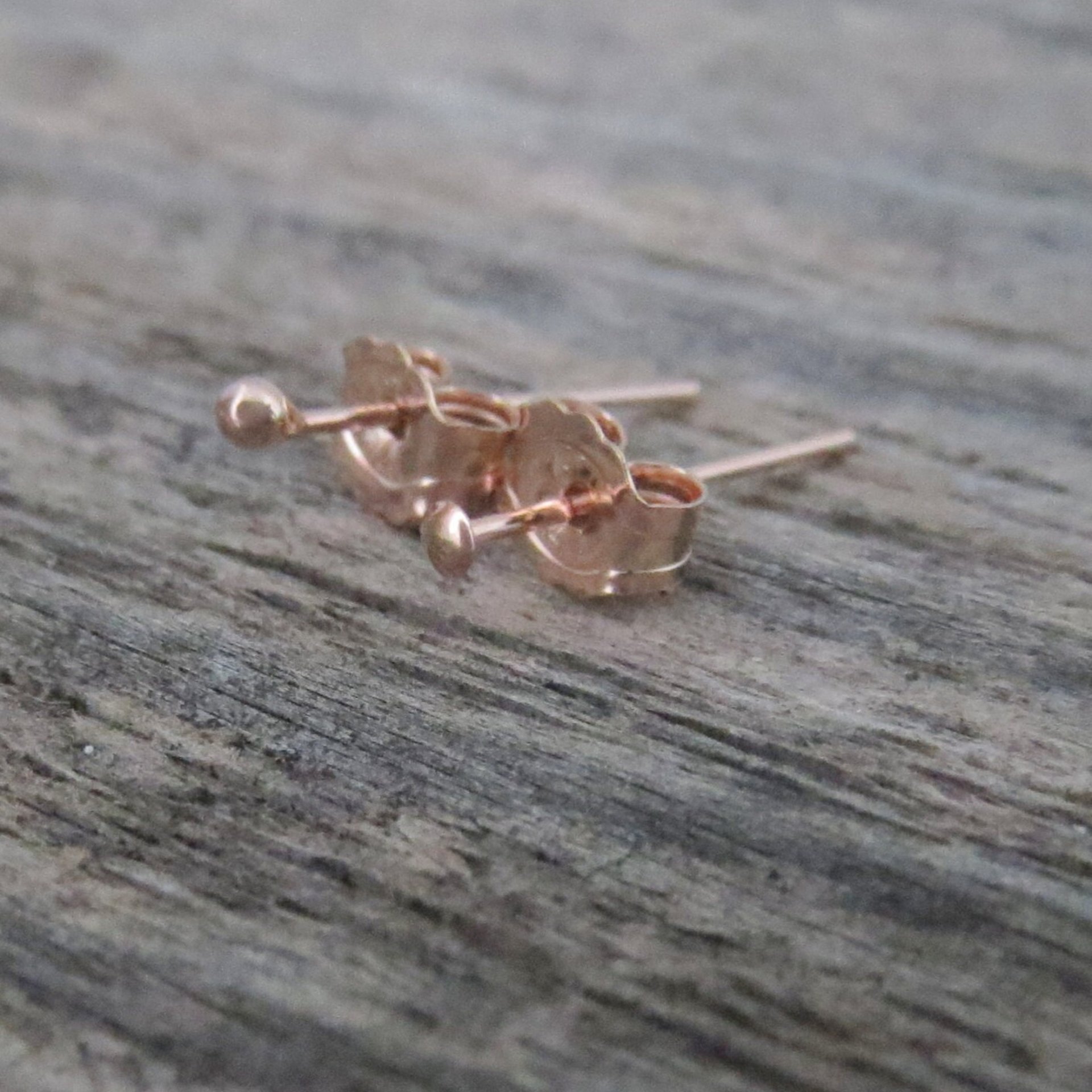 14k Rose Gold Filled TEENY TINY Flat or Ball Stud Earrings - Super Thin Post Earlobe or Cartilage Earring - Made in USA