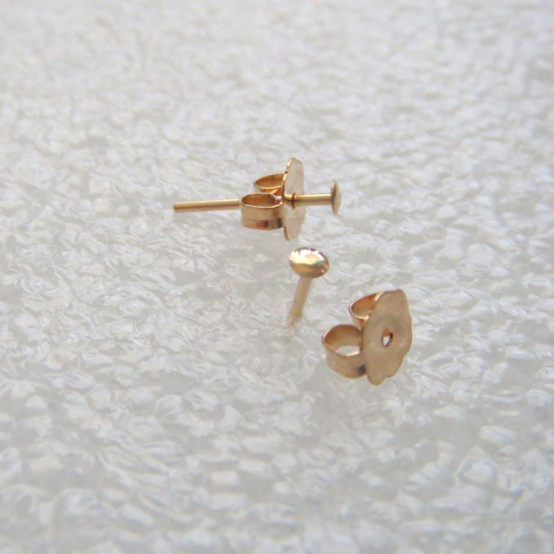 Tiny Flat Stud Earrings, 14k Gold Filled Unisex Studs, 21 Gauge Post  - Single Stud or Pair, Earlobe or Cartilage Earring - 100% Made in USA