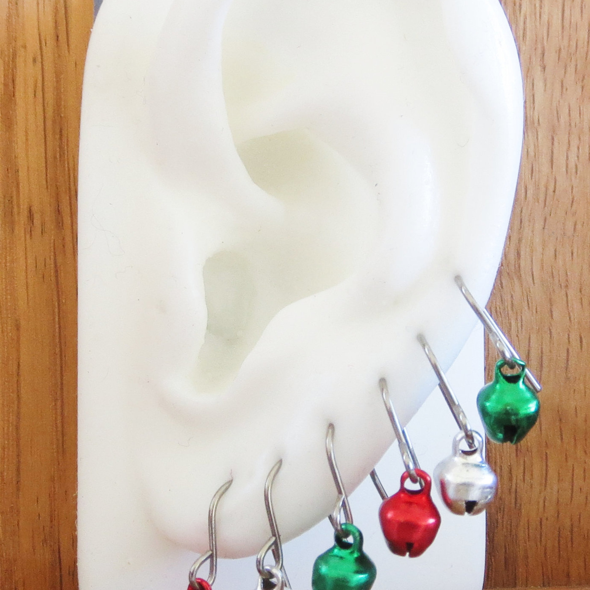 Tiny Jingle Bell Earrings on Titanium Earwires, Implant Grade Nickel Free, Dainty Christmas Earrings Great Gift For Little Girls, Adults Too