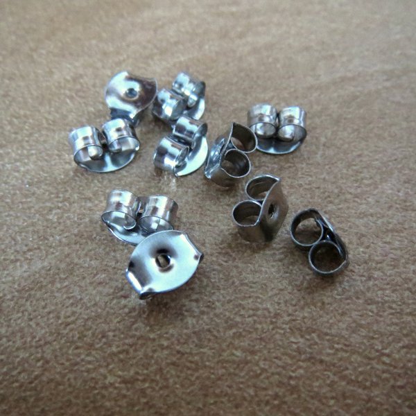 Stainless Steel Earring Backs, 10 Pairs Ear Nuts for Standard Post Earrings - Made in the USA