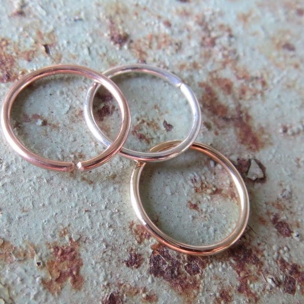 Nose Rings Set of Two, 20g Hoops, Mix and Match: Rose-Gold Filled, Gold Filled, or Sterling Silver Rings - Nose, Helix, Etc. Made In USA