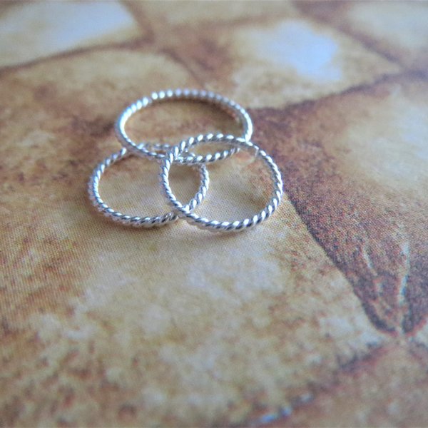 Twisted Silver Nose Ring / Twisted Hoop For All Piercings, 925 Sterling Silver, 22 Gauge, Tiny 5mm to 10mm, 100% Made in the USA