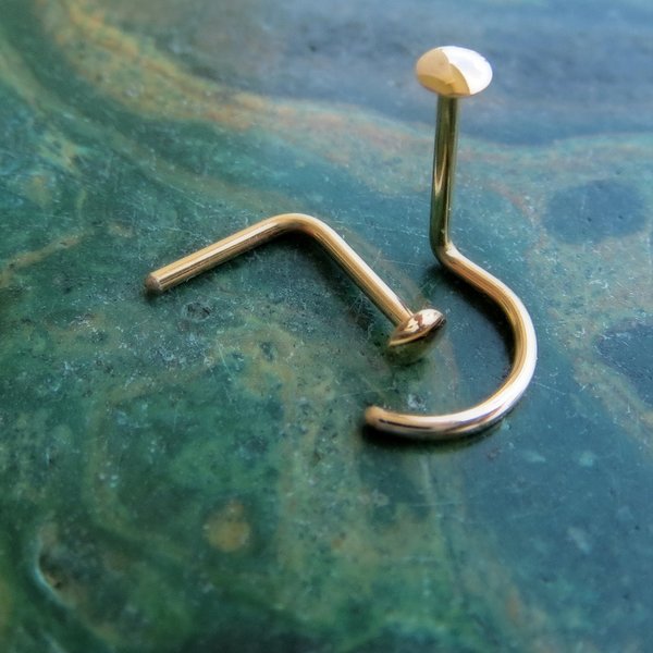 Gold Nose Stud - Small, 14k Gold Filled Nose Ring, 22g Gold Nose Screw, L-Bend, Straight, or Fishtail - 100% Made in the USA