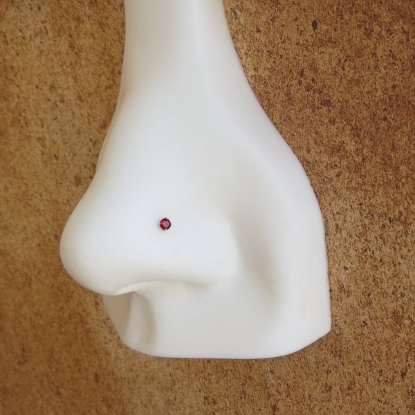 Small, 2mm Ruby Red Nose Stud, Sterling Silver Red Nose Ring, Cubic Zirconia Gemstone Nose Ring, 21g Post