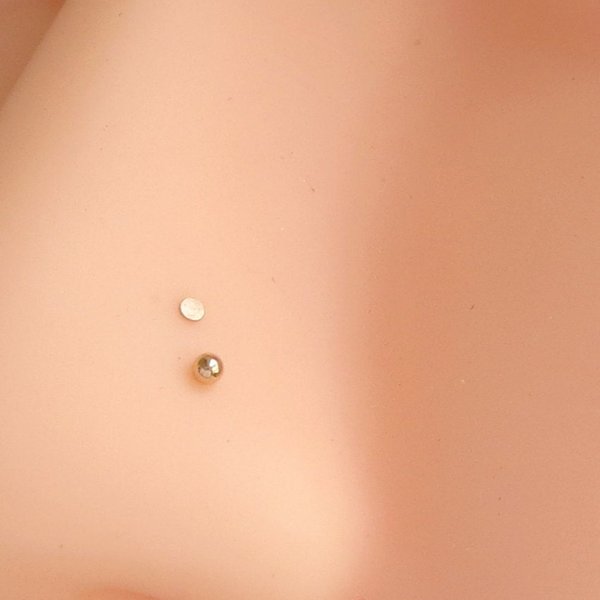 14k Gold Nose Stud, TEENY Tiny Flat or Ball Nose Ring, Solid Gold Super Thin 24 GAUGE Post - 100% Made in USA