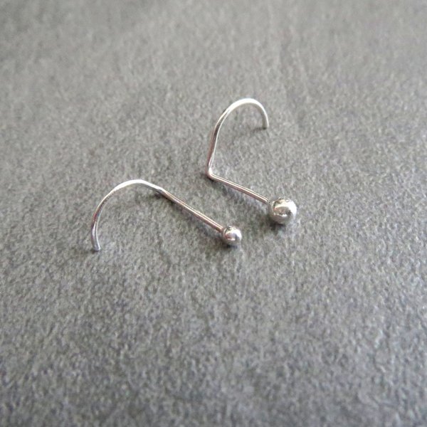 Tiny Ball Nose Stud, Solid 925 Sterling Silver Nose Ring, 2 Head Sizes, Skinny 24g Post - Tiny Nose Rings Made in USA