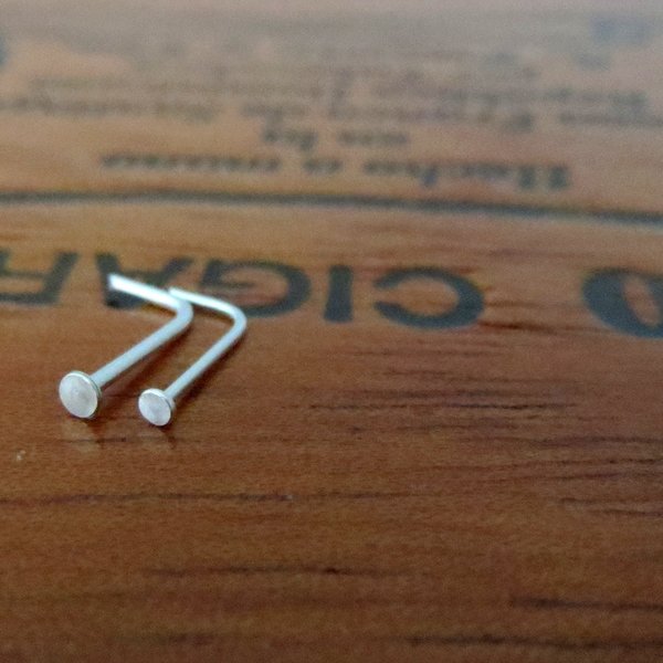 Tiny Flat Nose Stud, Argentium Silver Nose Ring - Nickel-Free Hypoallergenic Nose Jewelry, Nose Screw Made in USA