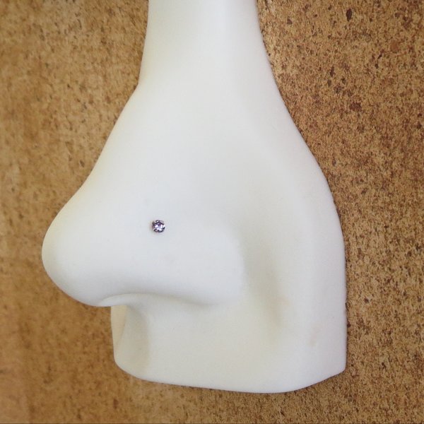 Small Purple Nose Stud, 925 Sterling Silver Purple Nose Ring, Cubic Zirconia Tanzanite Gemstone Nose Stud on a 21g Post, Customizable