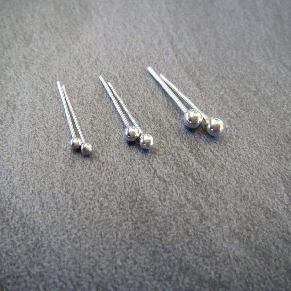 Tiny Ball Stud Post Earrings, Argentium Silver, Single or Pair - Lobe and Cartilage Piercings, Nickel-Free Relief Stud Posts - Made in USA