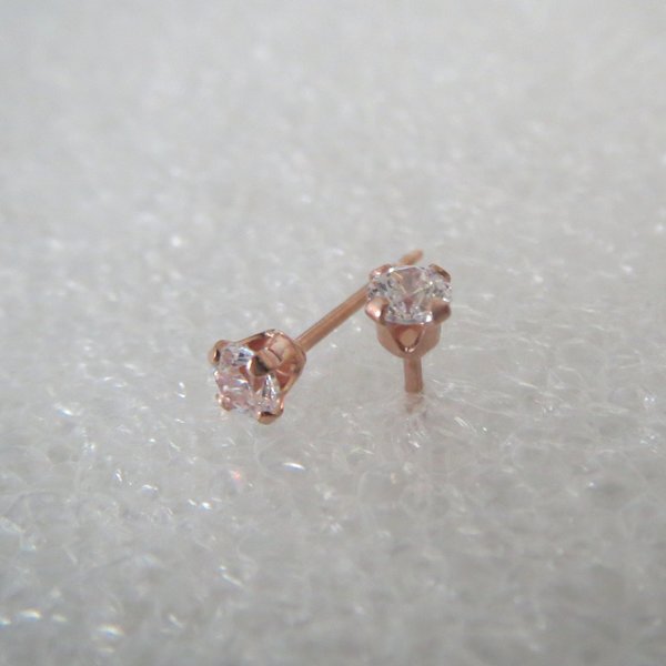 Rose Gold Filled CZ Studs; Small, Cubic Zirconia Earrings, Cartilage Jewelry; Perfect Gift for Bridesmaids!